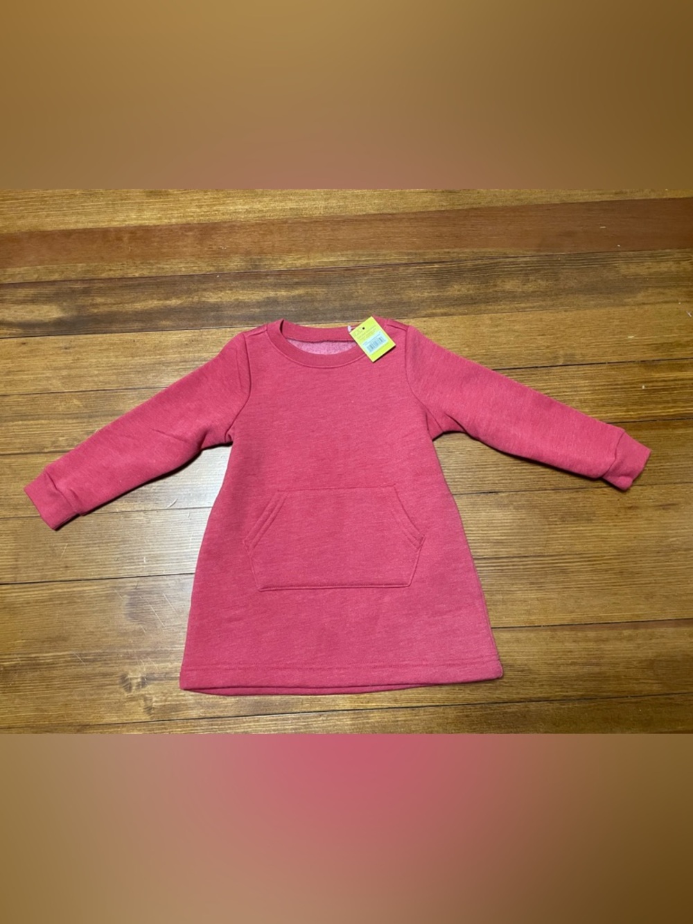 NWT Primary Heather Cherry Cozy Fleece Sweatshirt Dress w Front Pocket Size 2T